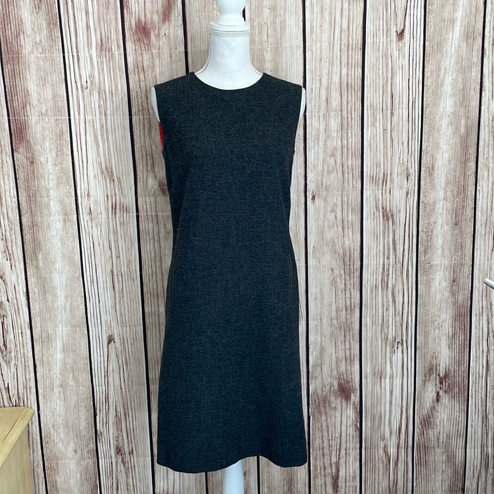 1960’s Pendleton Vintage Gray Virgin Wool Dress w/Red/Yellow Polka Dot Lining